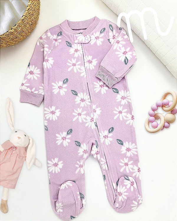 Macacão Fleece Carters Flowers Lilás