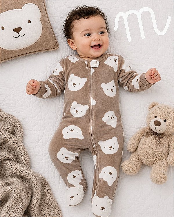 Macacão Bebê Veludo Carters Ted Bear