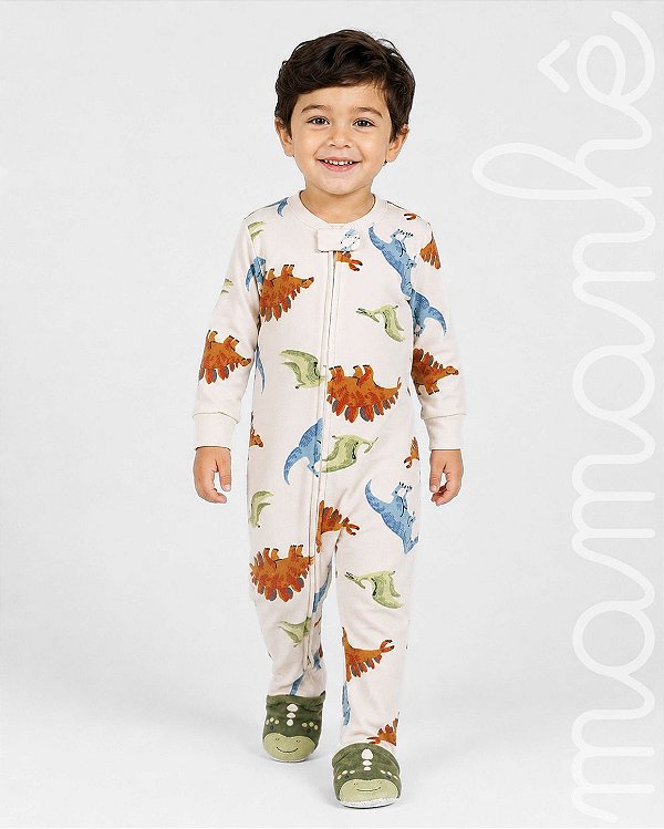 Macacão Pijama Carters Veludo Dinossauros