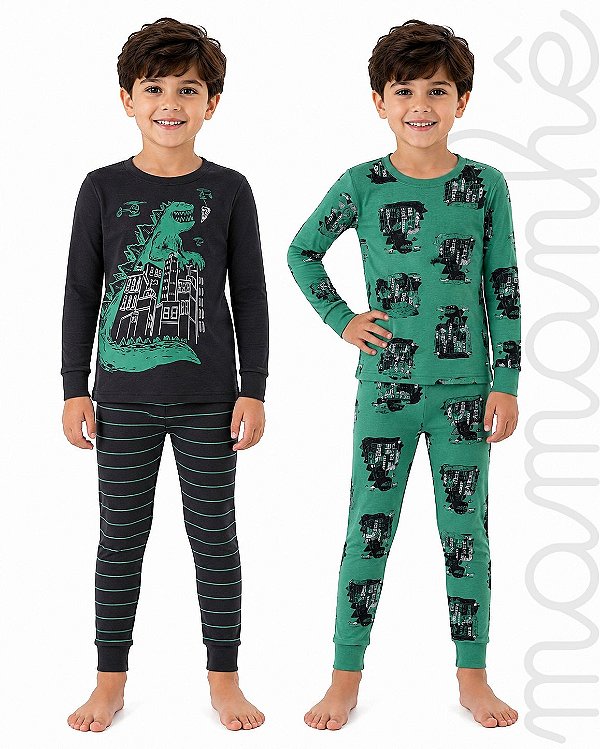 Kit Pijama Carters Kids 4 Peças Godzilla