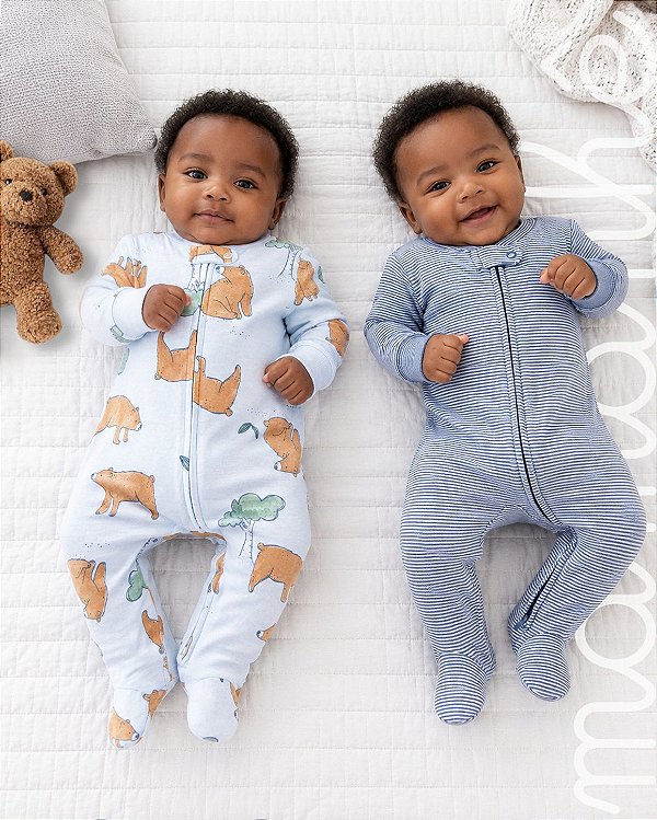 Kit Macacão Bebê Carters 2 Peças Urso Azul