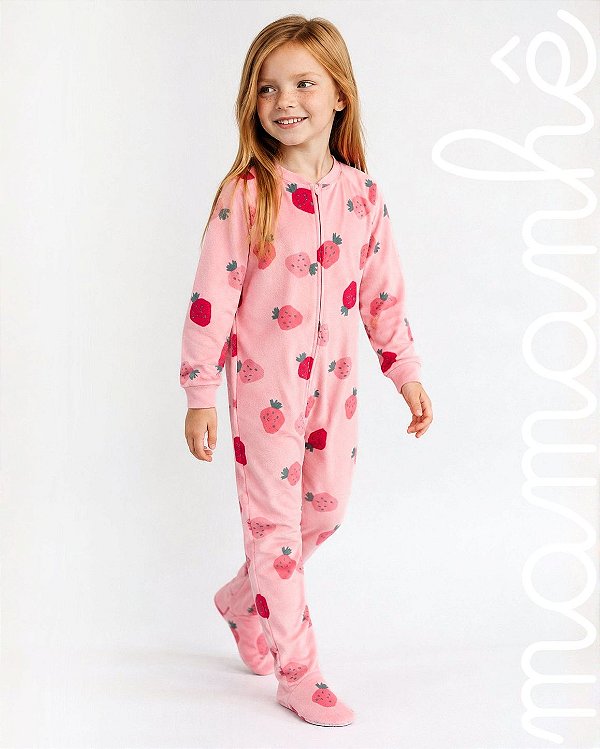 Macacão Pijama Carters Kids Fleece Morangos