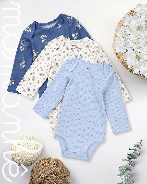 Kit Body Carters Manga Longa Romantic Blue