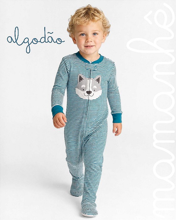 Macacão Pijama Carters Algodão Lobinho