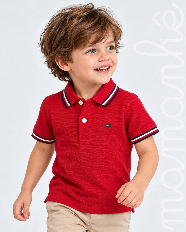 Camiseta Infantil Tommy Hilfiger Polo Vermelho