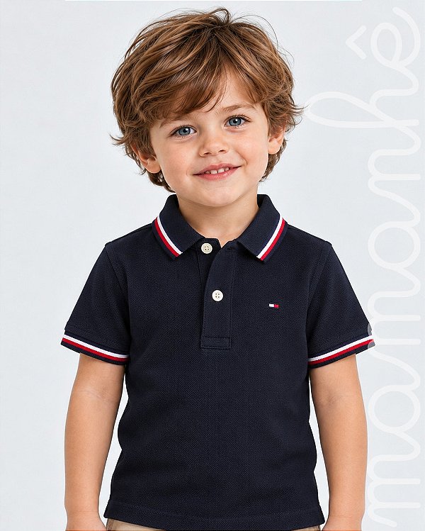Camiseta Infantil Tommy Hilfiger Polo Marinho