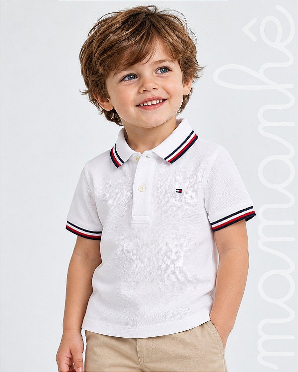 Camiseta Infantil Tommy Hilfiger Polo Branca
