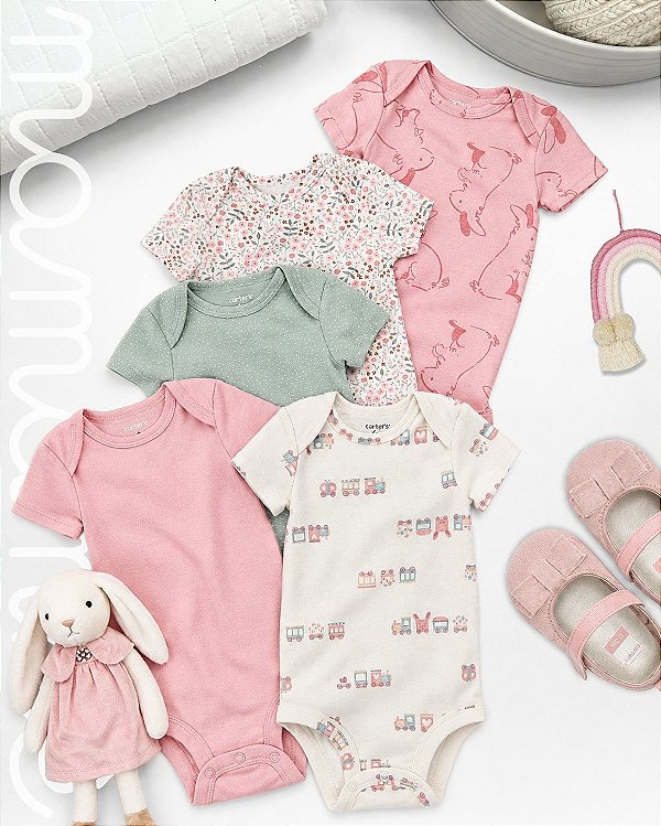 Kit Body Carters Manga Curta Trenzinho