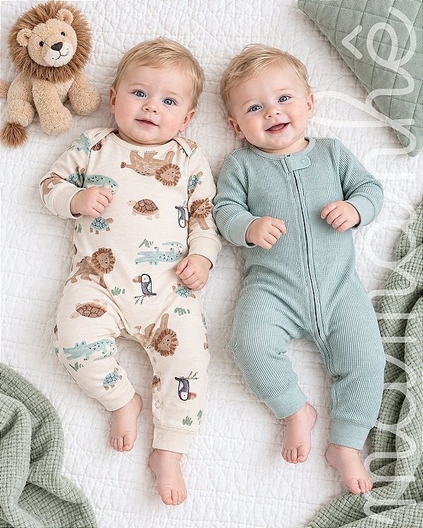 Kit Macacão Bebê Carters 2 Peças Animais do Safari