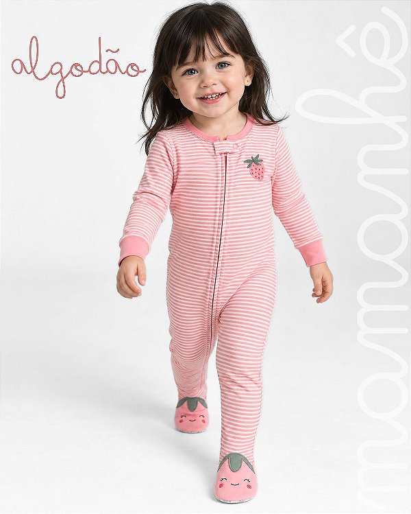 Macacão Pijama Carters Algodão Moranguinho