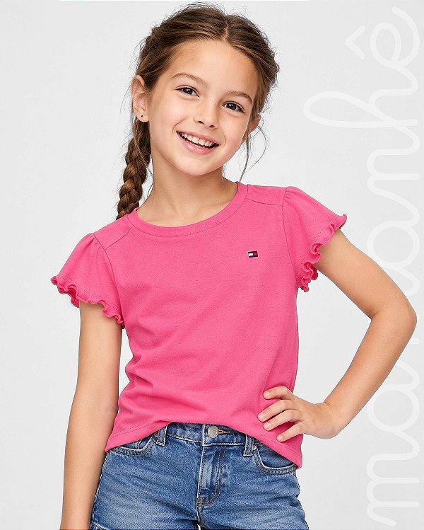 Camiseta Infantil Tommy Hilfiger Manga Flutter Pink