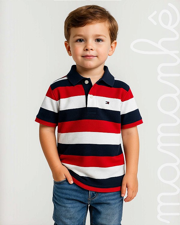 Camiseta Polo Infantil Tommy Hilfiger Listrada