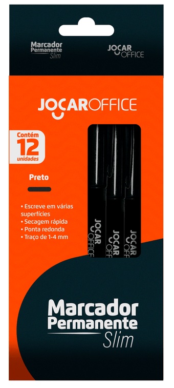 Marcador Permanente Preto Slim Cx/12 Unds Jocar Office