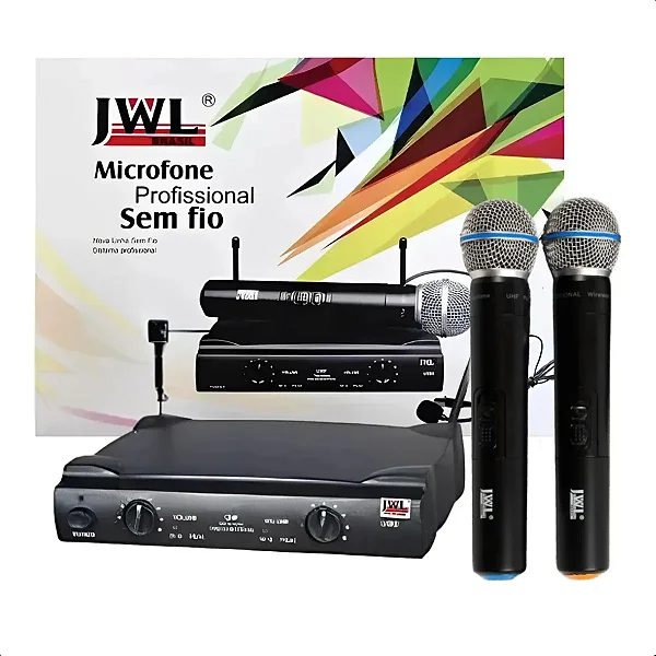 Microfone Sem Fio Jwl Duplo Com Maleta Frequencia Anatel