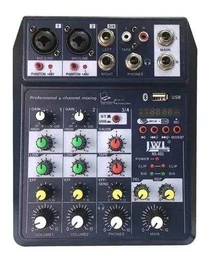 Mesa De Som Jwl Mx-402i 4 Canais Bluetooth Usb Mp3 Interface