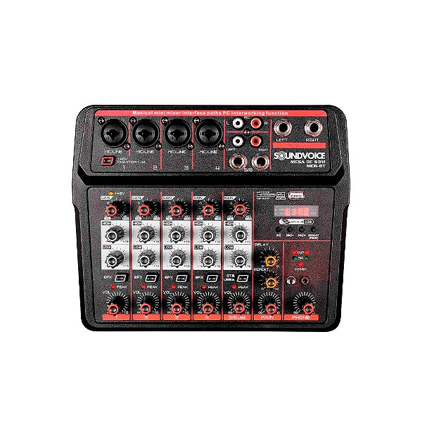 Mesa De Som Sound Voice MC6BT 6 Canais Bluetooth