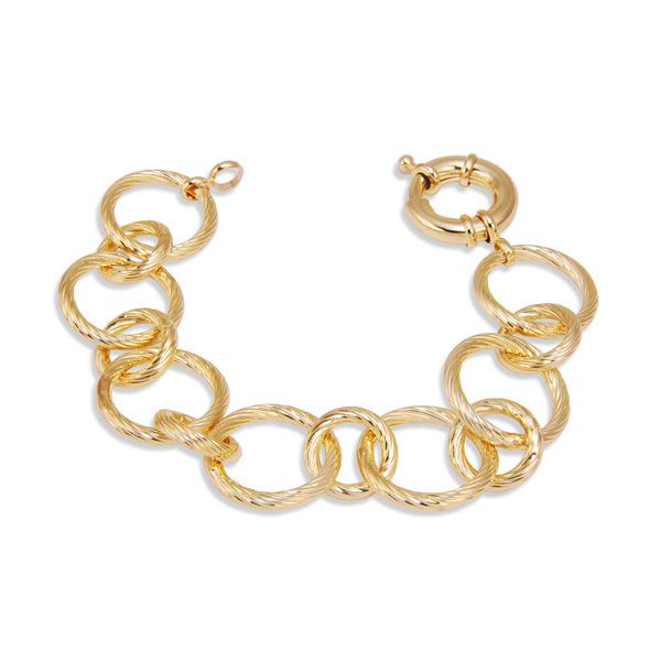 PULSEIRA ELOS CINZELADOS banhada de ouro 18k