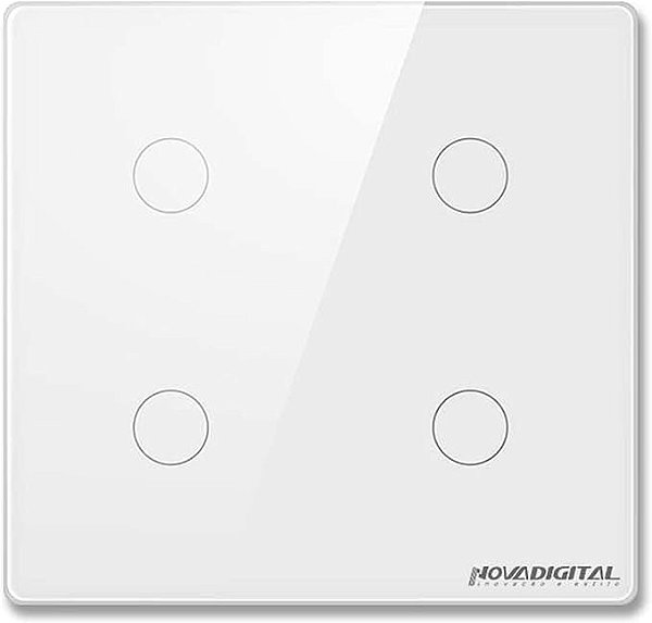 Instalação + Interruptor 4 Botões Branco Touch Wi-fi Rf 433mhz Premium Padrão 4x4 4 BOTÔES BRANCO