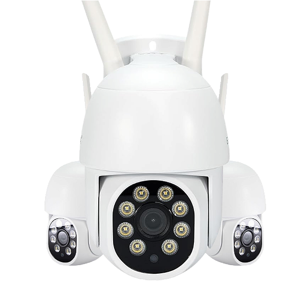 Kit 3 Câmeras + Instalação Compatível com Amazon Alexa e Google Assistant Externa/Interna