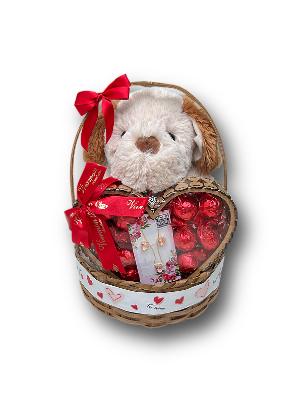 Cesta de Chocolate Laços de Amor