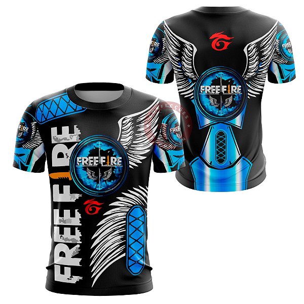 Camisa Free Fire Angel Angelical Personalizada com nome Dry UV