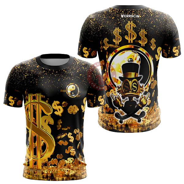 Camisa Tio Patinhas Mandrake Cifrão Dourado Dry UV Manga