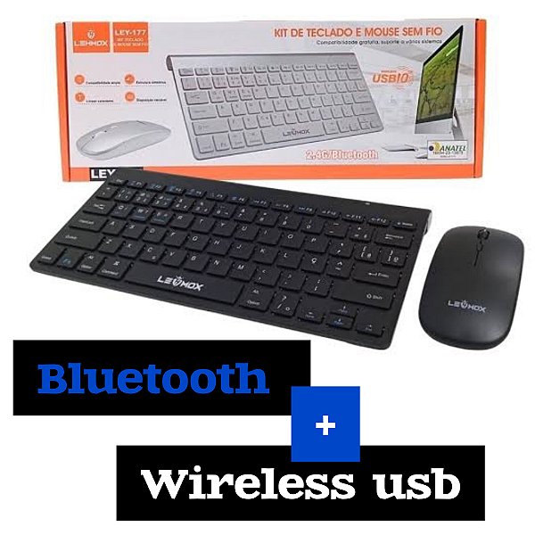 Kit Teclado e mouse sem fio Ley-177 preto