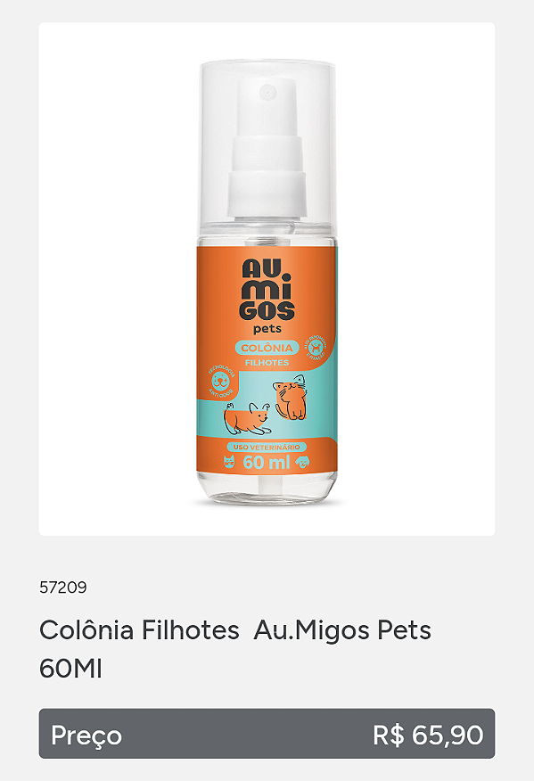 Colônia filhotes Au.Migos Pets 60ml