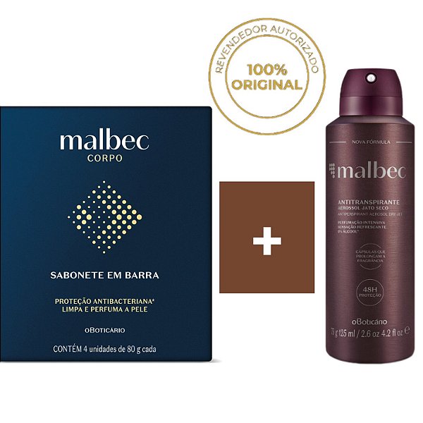 Kit Malbec 4 sabonetes + Desodorante aerosol