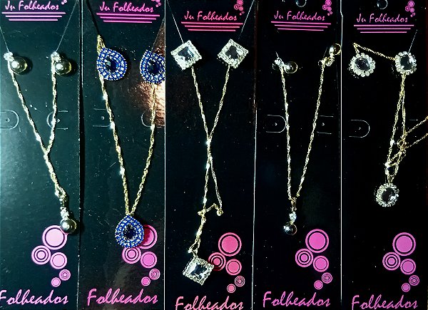 Kit Colar Com Brinco Folheados E Zircônia