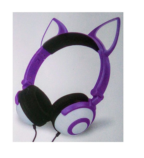 Headphone Fox Cosplay Com Pisca De Led Exbom cor preto