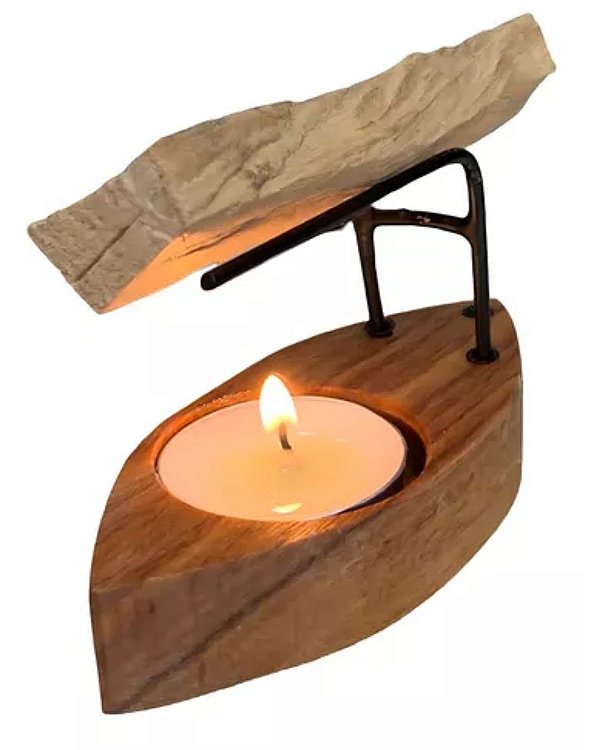 Incensário de Palo Santo Madeira com Suporte em Ferro