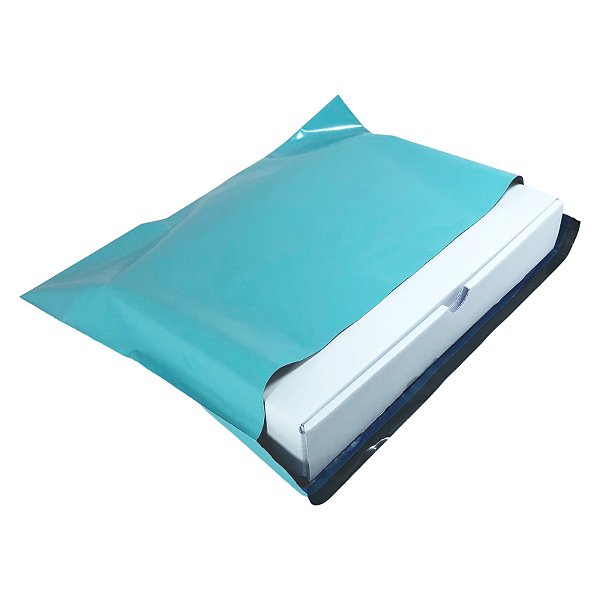 Kit 10 Caixas de Papelão Branco 24x16x4 + 10 Envelopes de Segurança Verde Azulado 30x20
