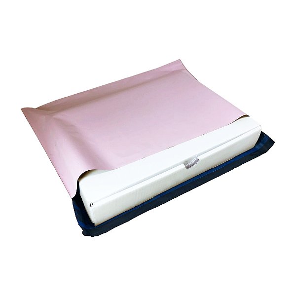Kit 10 Caixas de Papelão Branco 24x16x4 + 10 Envelopes de Segurança Rosa Claro 30x20