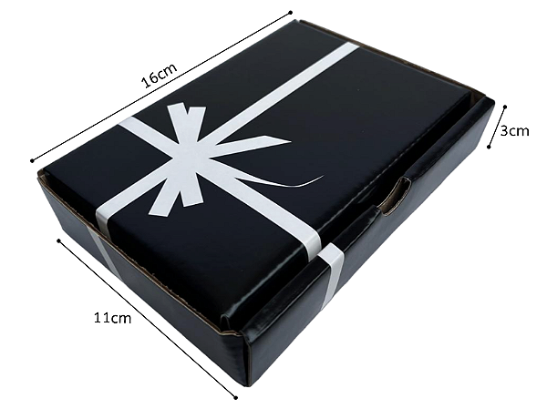 Caixa de Papelão com Papel Cartão - 16x11x3 - Preta Lacinho