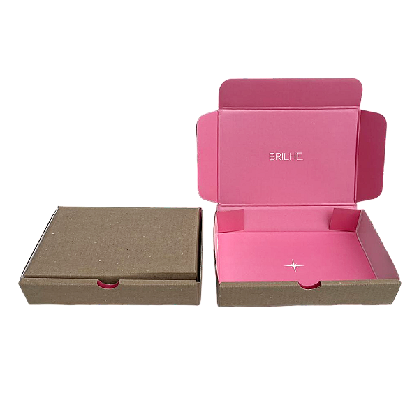 Caixa de Papelão com Papel Cartão - 16x11x3 - Rosa Brilhe