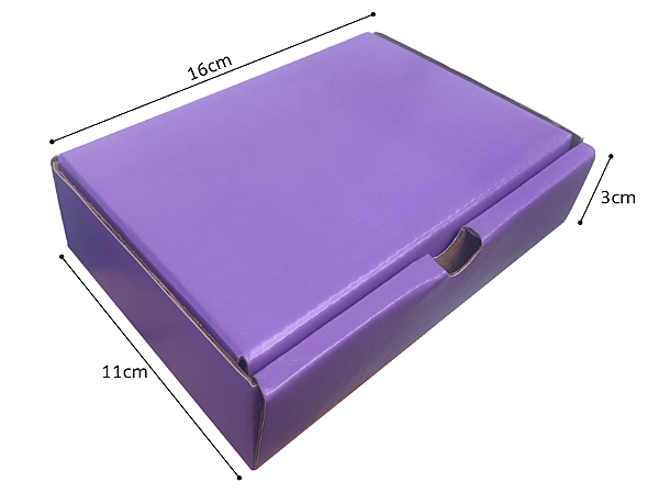 Caixa de Papelão com Papel Cartão - 16x11x3 - Lilás Lisa