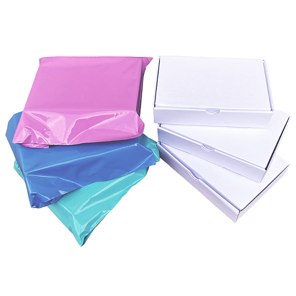 Kit 30 Caixas de Papelão Branco 16x11x3 + 30 Envelopes de Segurança 19x25