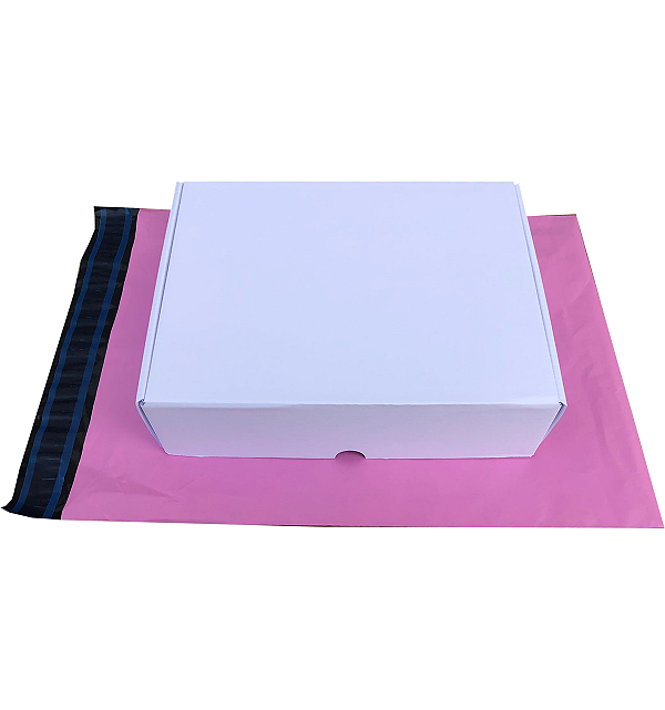 Kit 10 Caixas de Papelão 23x17x6 + 10 Envelopes 26x36 Rosa Lilás