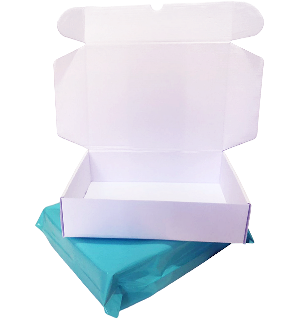 Kit 10 Caixas de Papelão 23x17x6 + 10 Envelopes 26x36 Verde Azulado