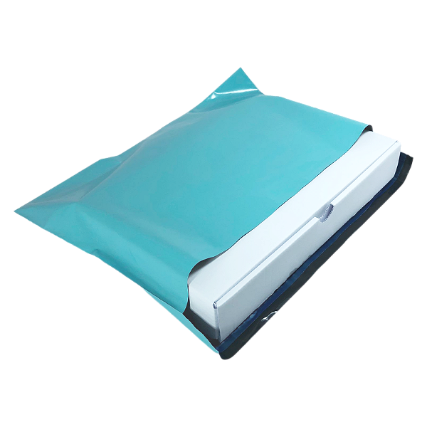 Kit 50 Caixas de Papelão Branco 24x16x4 + 50 Envelopes de Segurança Verde Azulado 30x20
