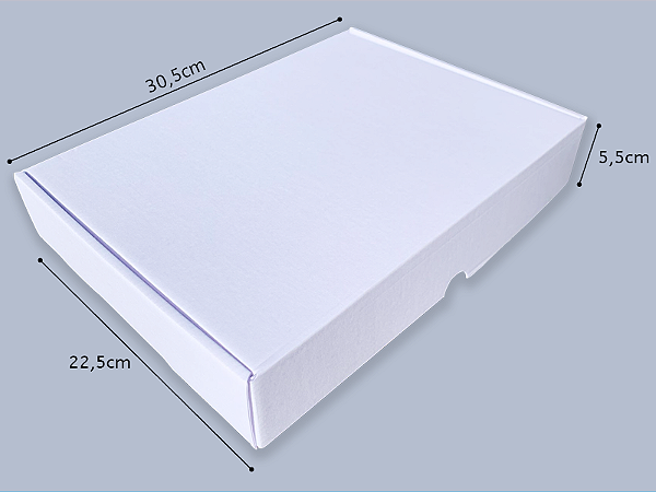 Caixa de Papelão Branco - Tamanho A4 - 30,5x22,5x5,5