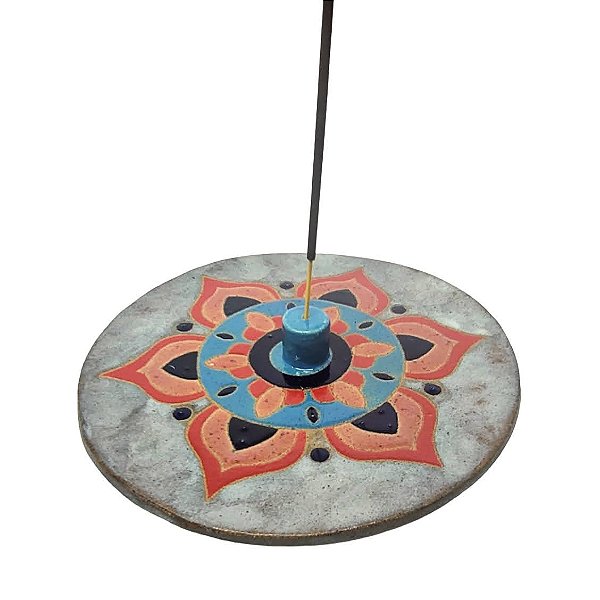 Incensário em cerâmica mandala