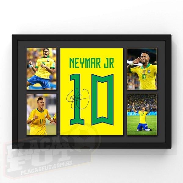 Quadro Neymar Especial Carreira Seleção Brasileira Autógrafo Digital