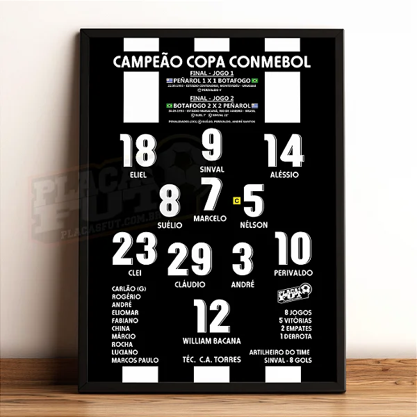 Quadro Escalação Final Campeão Copa Conmebol 1993