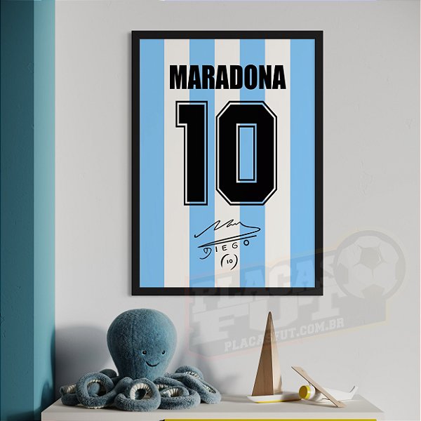 Quadro Maradona Camisa Argentina 10 + Autógrafo Digital