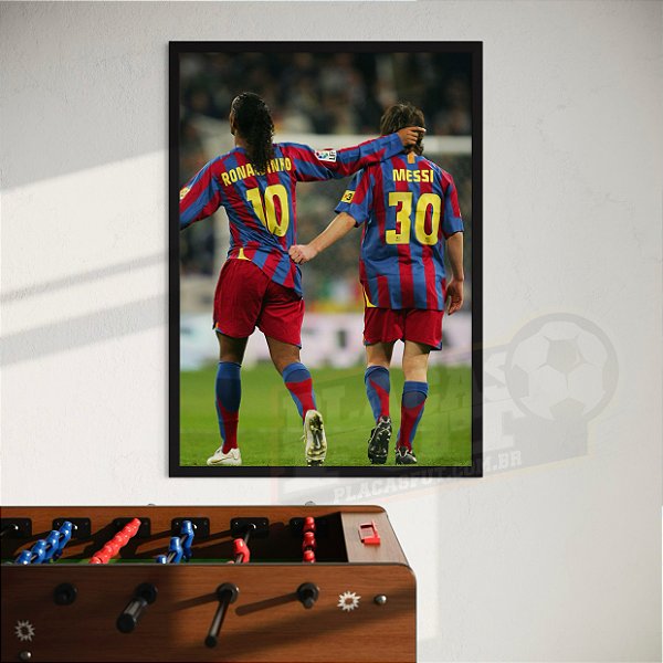 Quadro Ronaldinho & Messi "Aluno & Professor"