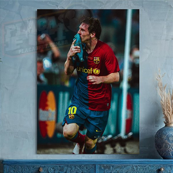 Quadro Messi Comemoração Gol Final Champions 2008/2009