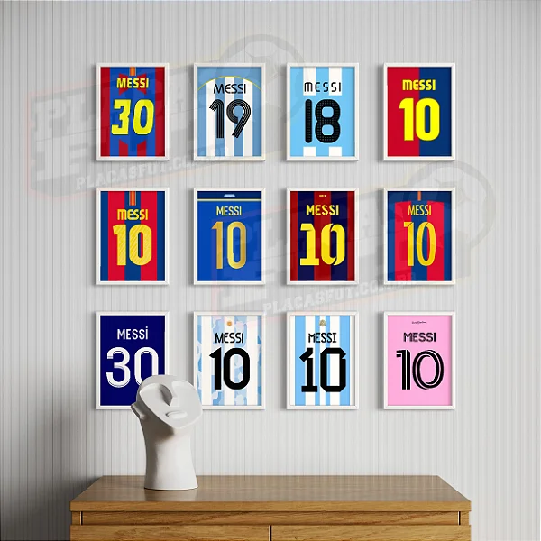 Kit 12 Quadros Messi Camisas Históricas