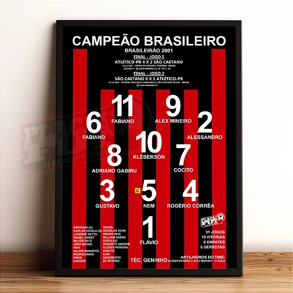 Quadro Escalação Campeão Brasileiro 2001